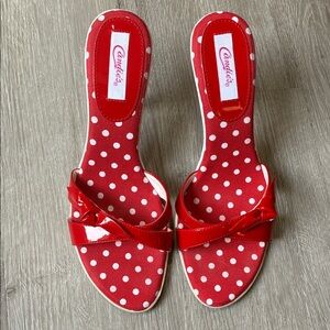 Candie's Vibrant Red Polka Dot Sandals